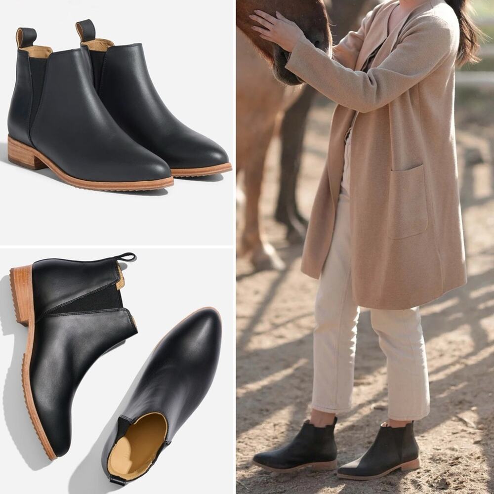 Nisolo Eva Everyday Chelsea Boot Black Leather NIB Size 6.5 Sustainable Designer